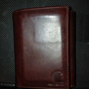 Carhartt Brown Leather Bifold Money Clip Wallet